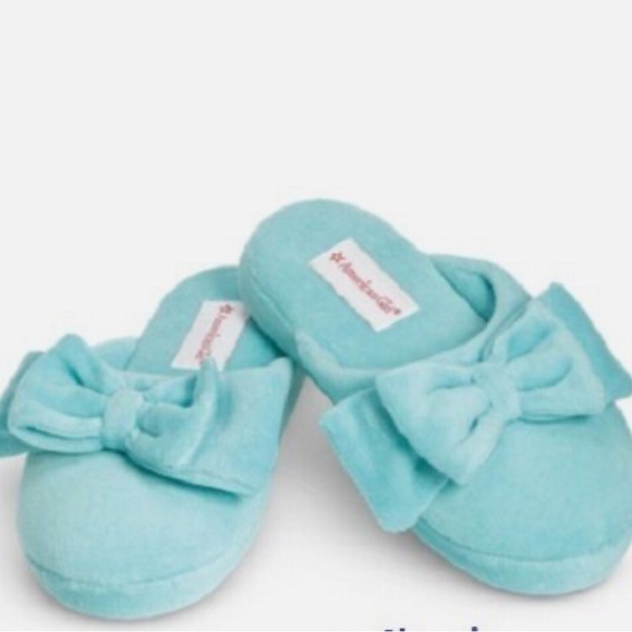 American Girl Other - American Girl Size Small (1-3) Teal Grace Slippers w/Accent Top Bows for Girls